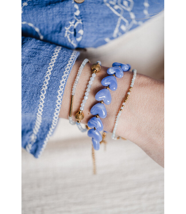 By Shir Armband kraaltjes Aquamarijn tube