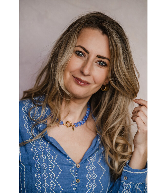 By Shir Luxury heart necklace blue