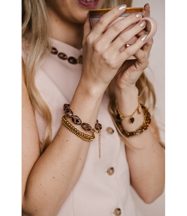 By Shir Armband luxe gevlekt beige