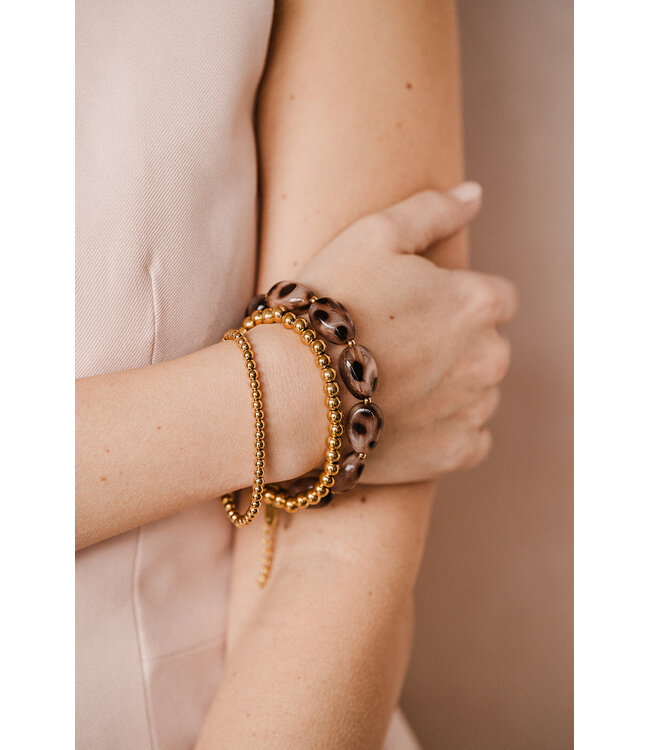 By Shir Luxusarmband beige gepunktet