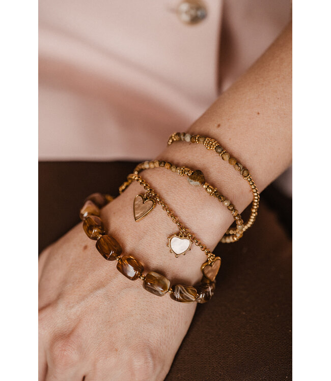 By Shir Bracelet beads bohemian heart picture jasper