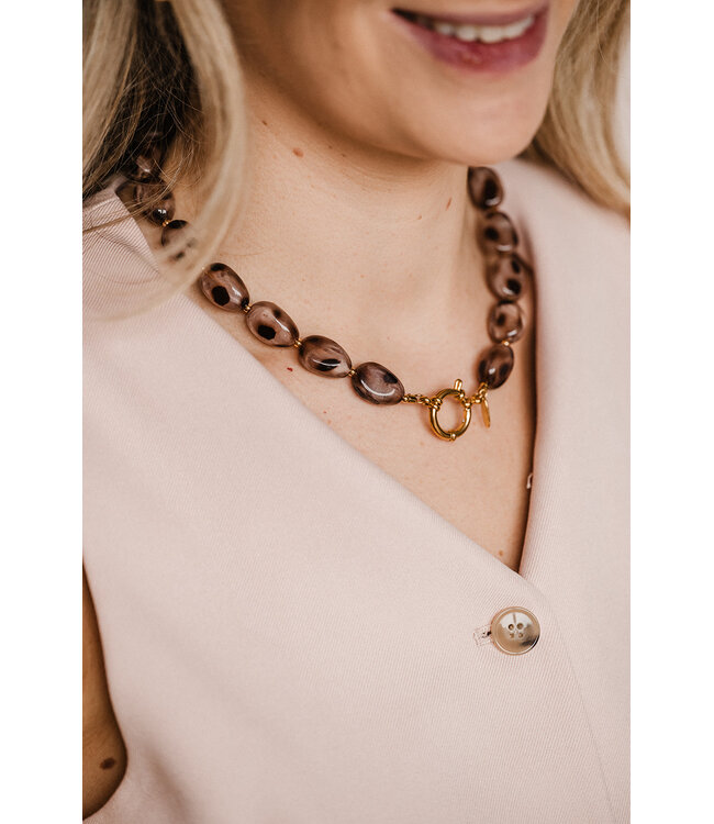 By Shir Luxus-Halskette gepunktet beige