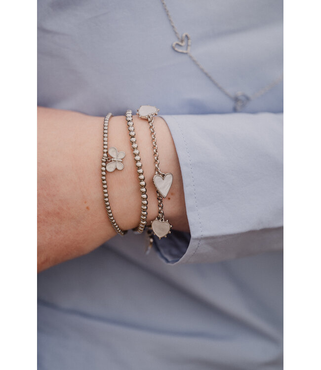 By Shir Armband Perlen Schmetterling weiß