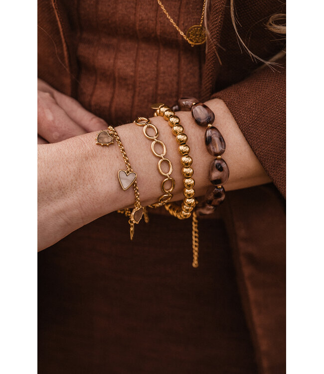 By Shir Armreif Luxus Herz braun