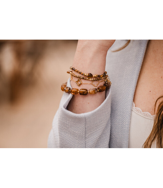 By Shir Stainless steel open clover bracelet