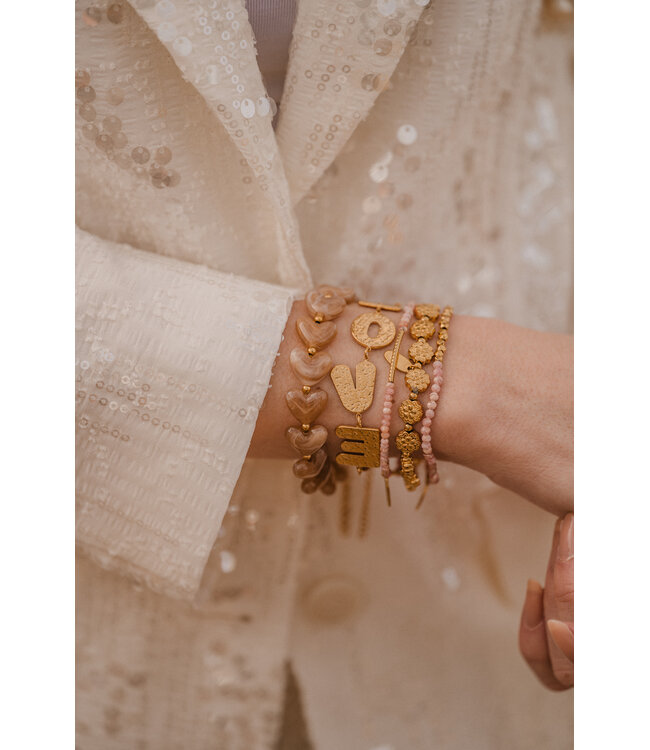 By Shir Armband kraaltjes Rhodochrosiet tube