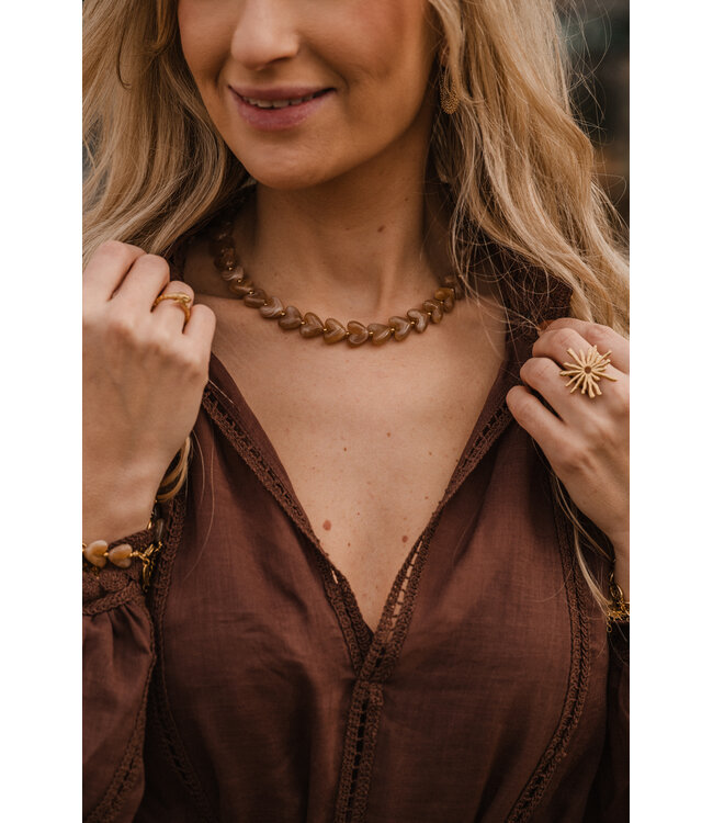 By Shir Luxury Heart Necklace Pink