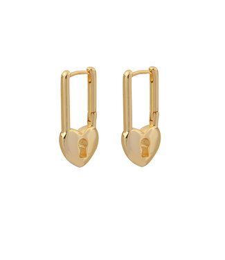 By Shir Earrings small heart lock