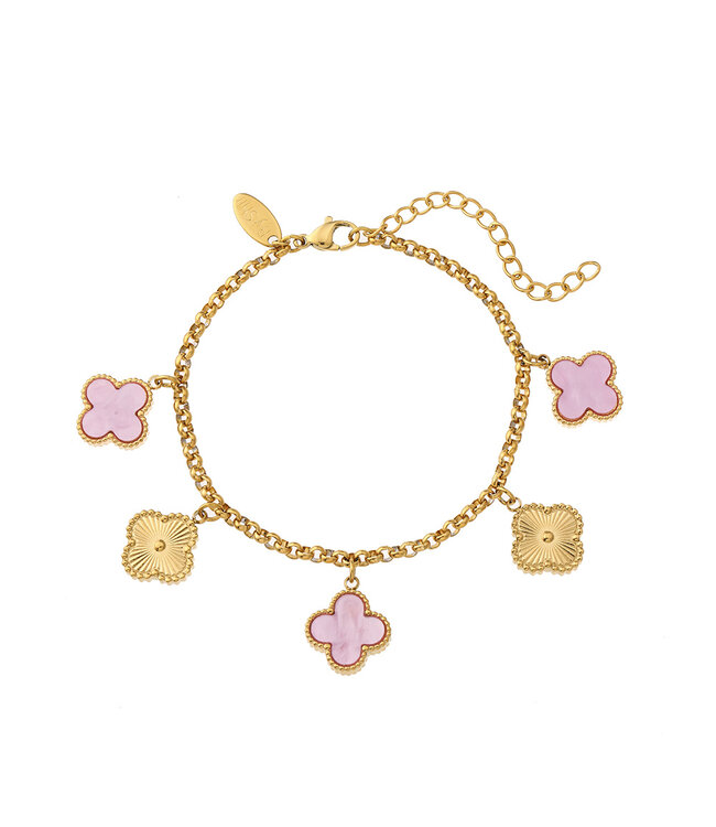 By Shir Luxus-Armband Kleeblatt rosa
