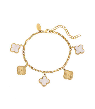 By Shir Luxus-Armband Kleeblatt weiß