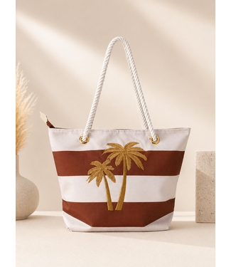 By Shir Beachbag palm bruin beige