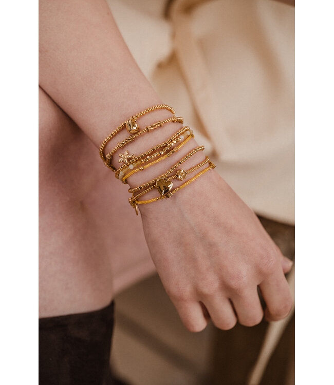 By Shir Armband mit Citrinperlen in Quadraten