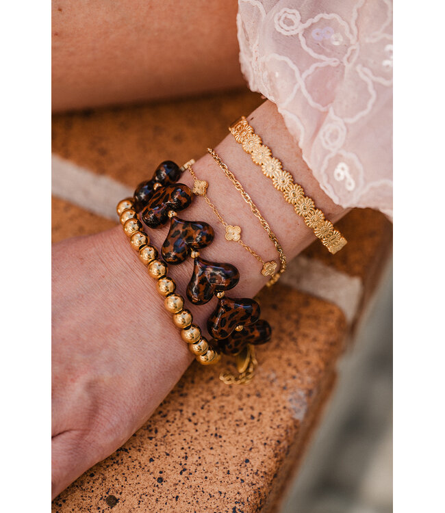 By Shir Armband Luxus Leopardenherz braun