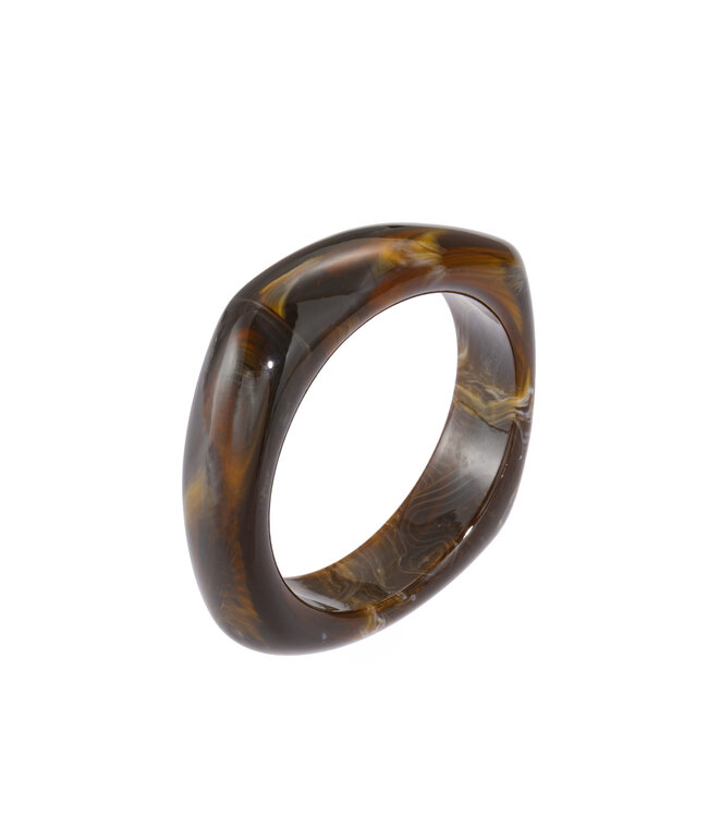 By Shir Armband esthetisch acryl ovale rechthoek bruin