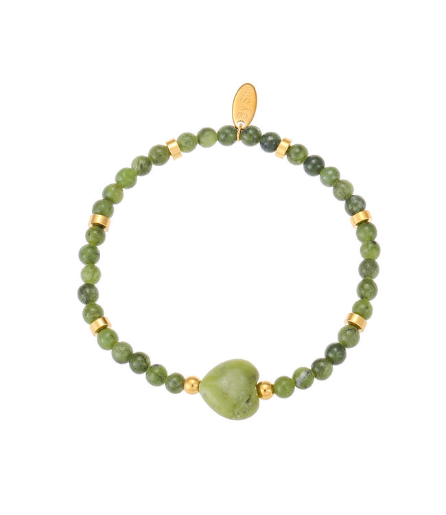 By Shir Bracelet Beads Green Jasper Heart