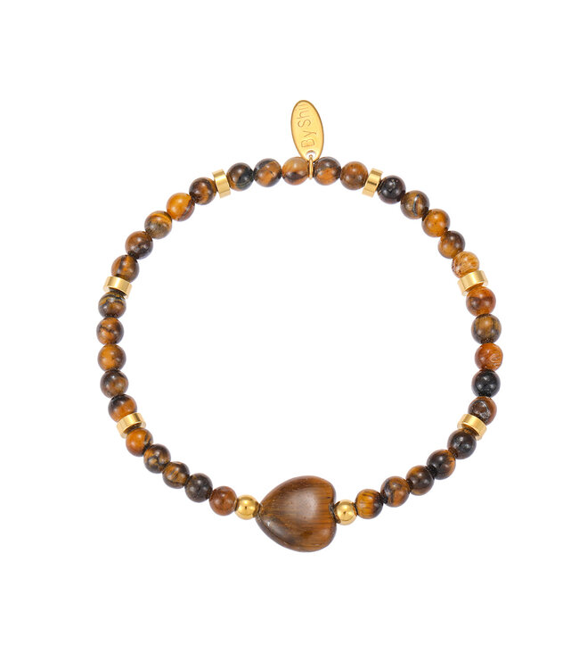 By Shir Armband kraaltjes Tijgeroog Hart