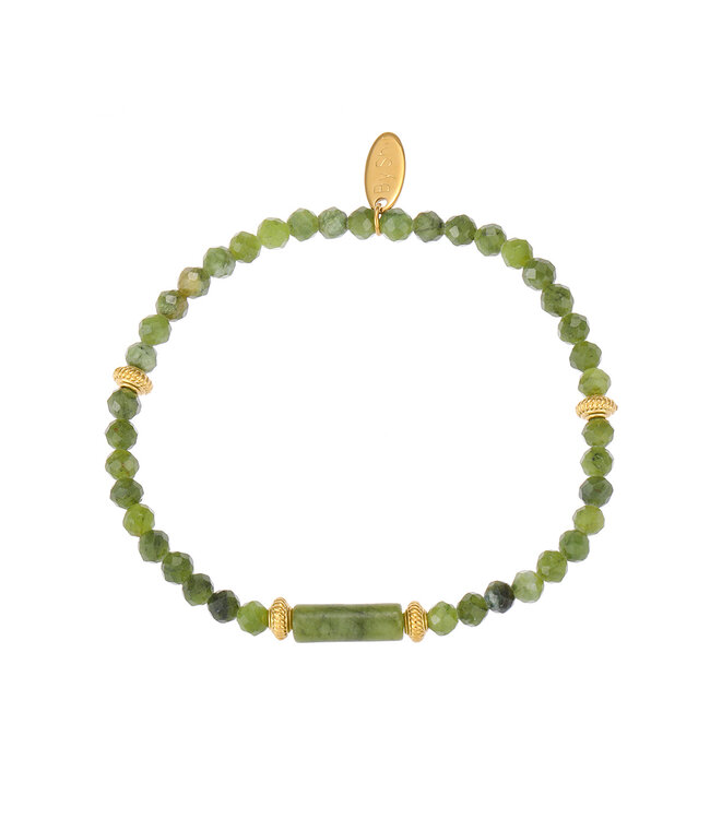 By Shir Armband kraaltjes Glow Groen Jaspis