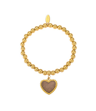 By Shir Armband luxe Bohemian bruin hart