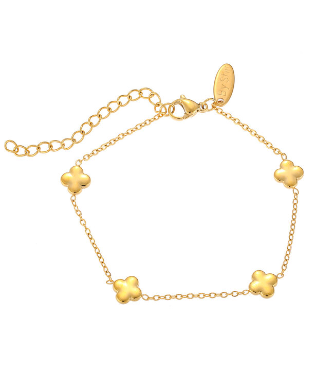 By Shir Armband edelstaal klavertjevier