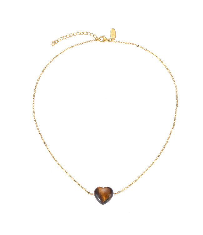 By Shir Ketting edelsteen hart tijgeroog