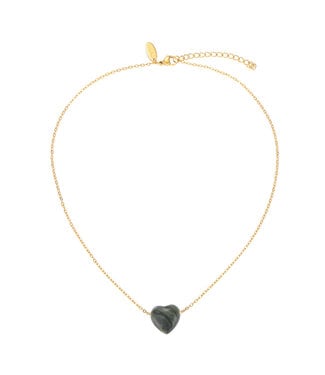 By Shir Ketting edelsteen hart groen Jaspis