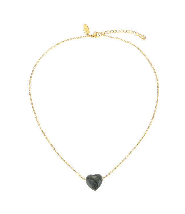 By Shir Ketting edelsteen hart groen Jaspis