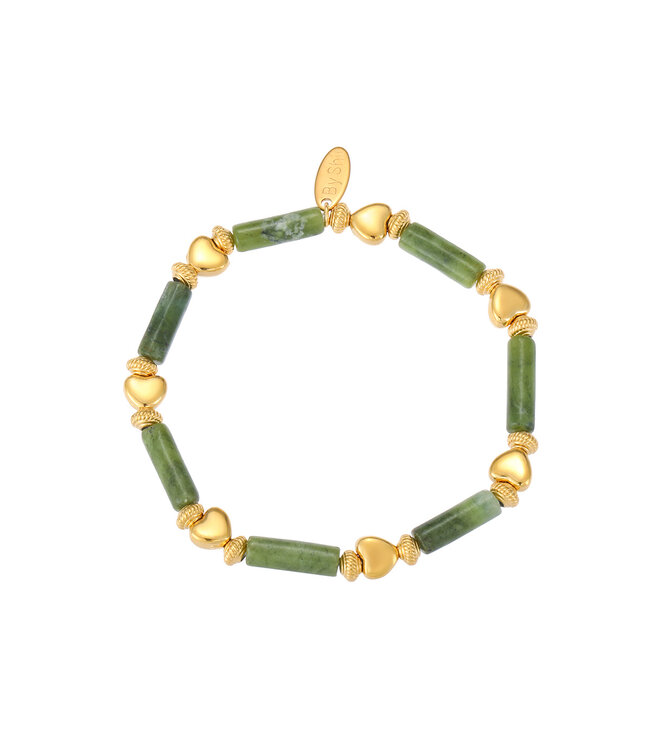 By Shir Armband kraaltjes Cielo Groen Jaspis