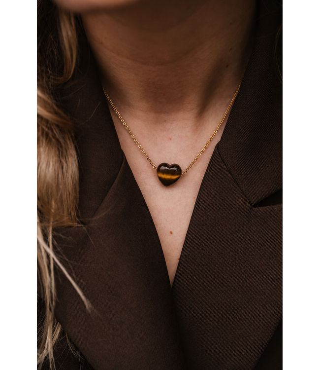 By Shir Kette Edelstein Herz Tigerauge