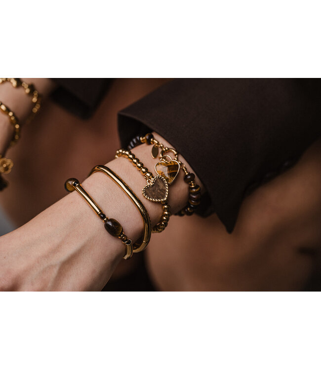 By Shir Armband luxuriös Boho braunes Herz