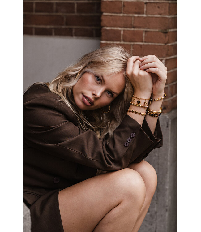 By Shir Armband luxuriös Boho braunes Herz