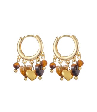 By Shir Oorbellen klein bohemian hartjes bruin