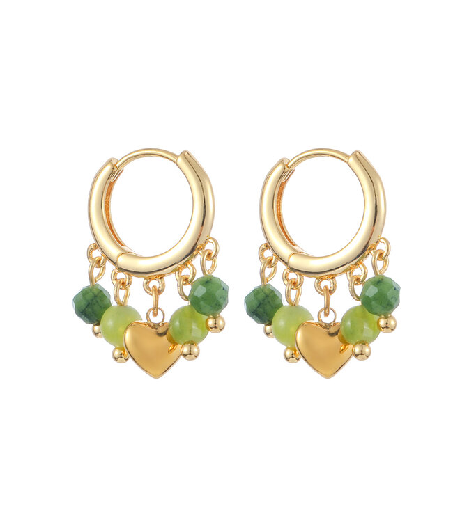 By Shir Oorbellen klein bohemian dot groen