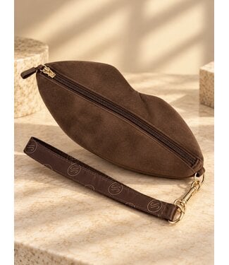 By Shir Velvet clutch lippen bruin
