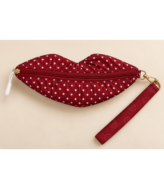 By Shir Velvet clutch lippen rood stippel