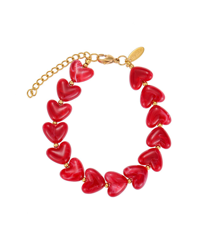 By Shir Luxury burgundy heart bracelet