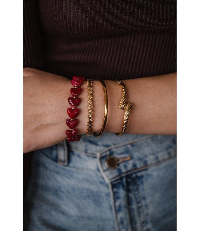 By Shir Armband luxe Hart bordeaux