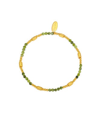 By Shir Armband kraaltjes Tube groen jaspis