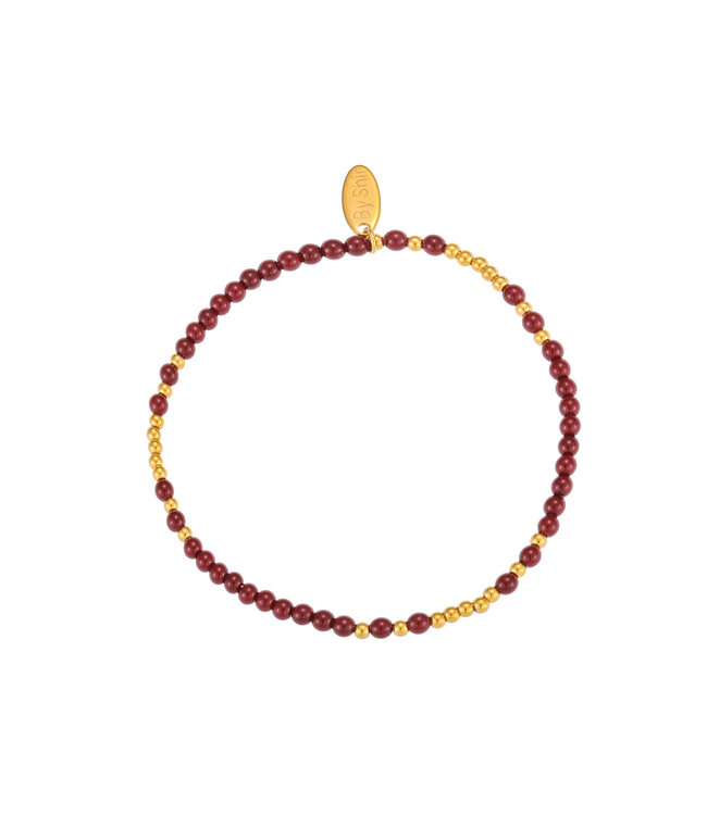 By Shir Armband Perlenmix Burgundy