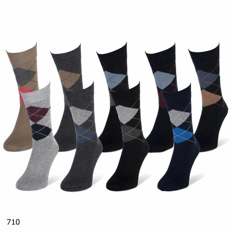 Teckel 3-Paar Herensokken met Geruit Motief en 70% Katoen Teckel 3-Paar Herensokken met Geruit Motief en 70% Katoen