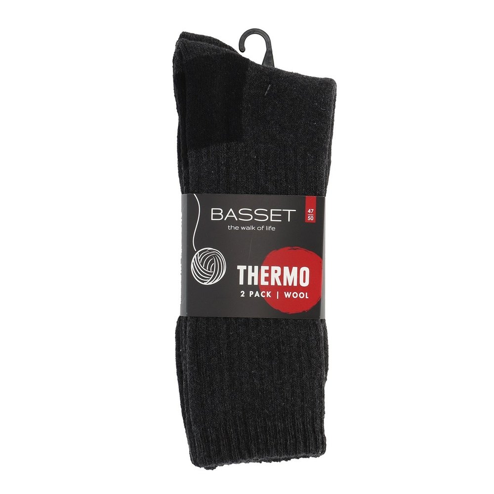 Basset Thermo Herensokken 2-pack met L/R op de sok Basset Thermo Herensokken 2-pack met L/R op de sok