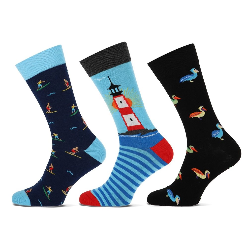 Teckel 3-pack Teckel Herensokken Limited Edition - Beach / Vissen Teckel 3-pack Teckel Herensokken Limited Edition - Beach / Vissen