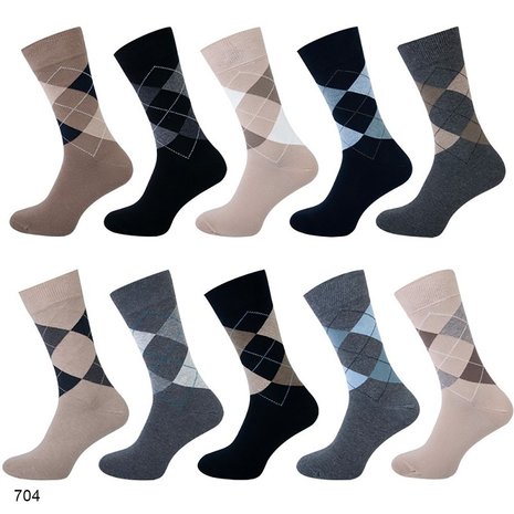 Teckel 3-Paar Herensokken met Geruit Motief en 70% Katoen Teckel 3-Paar Herensokken met Geruit Motief en 70% Katoen