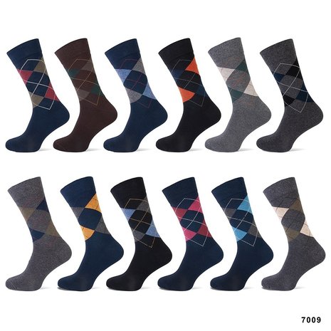 Teckel 3-Paar Herensokken met Geruit Motief en 70% Katoen Teckel 3-Paar Herensokken met Geruit Motief en 70% Katoen