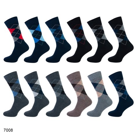 Teckel 3-Paar Herensokken met Geruit Motief en 70% Katoen Teckel 3-Paar Herensokken met Geruit Motief en 70% Katoen