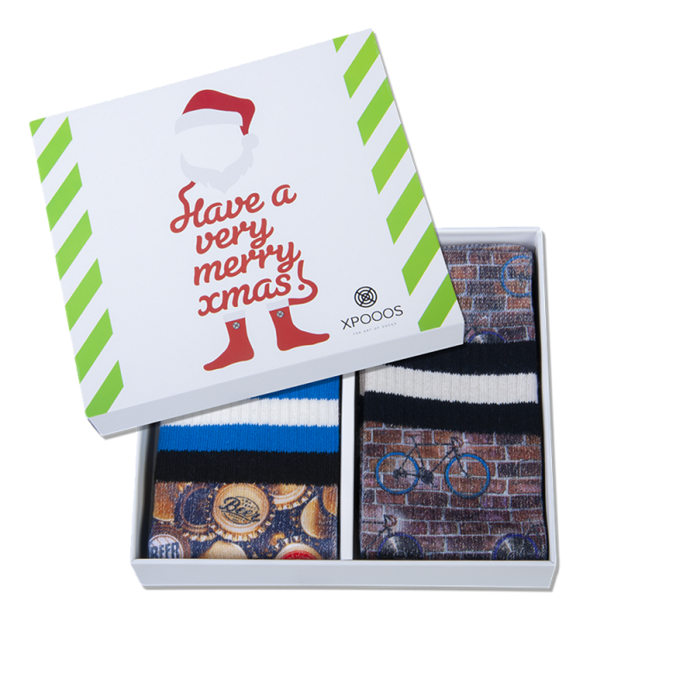 Xpooos 2-Paar Sokken in een leuke X-mas Giftbox Xpooos 2-Paar Sokken in een leuke X-mas Giftbox