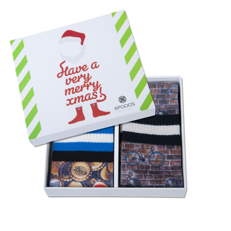 Xpooos 2-Paar Sokken in een leuke X-mas Giftbox Xpooos 2-Paar Sokken in een leuke X-mas Giftbox