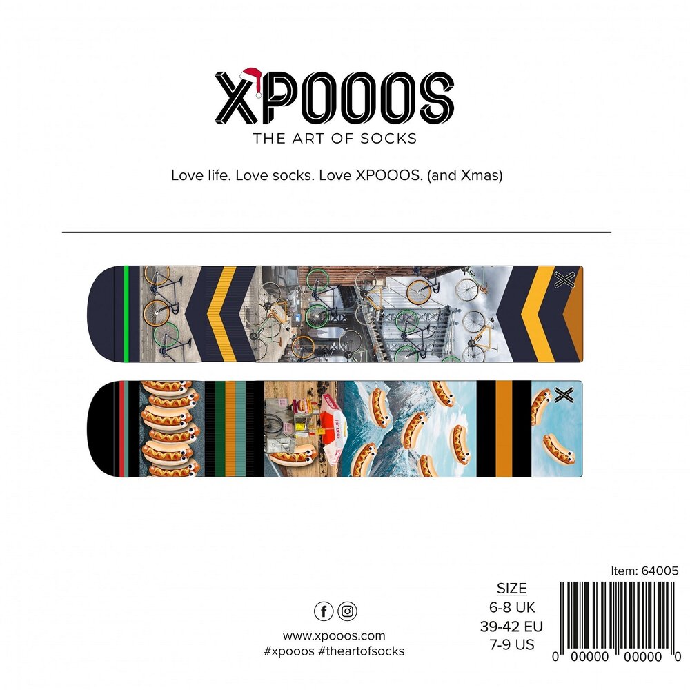 Xpooos XPOOOS Giftbox Sokken 2-Paar | Hotdogs en Fietsen in Brooklyn