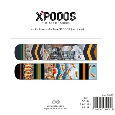 Xpooos XPOOOS Giftbox Sokken 2-Paar | Hotdogs en Fietsen in Brooklyn