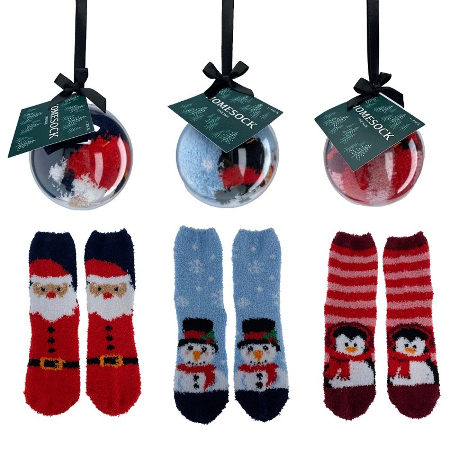 Occulto Heren & Dames Kerst Sokken pak van 2 (model: Santa) Blauw 43-46