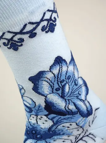 Kunstsokken Delfts Blauw Bloemen Kunstsokken Delfts Blauw Bloemen